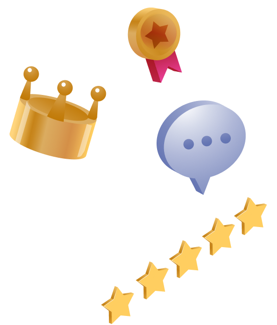 star icons and a crown